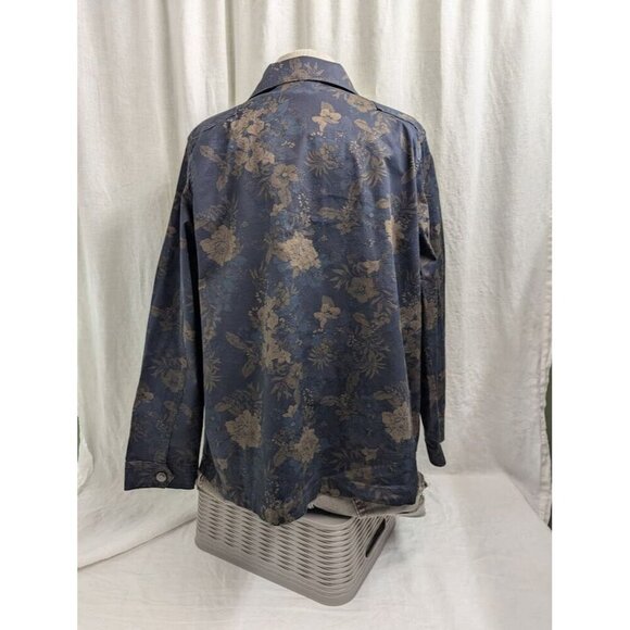 Caffe Marrahesh women's large Navy and floral light button up jacket casual F8 - Picture 11 of 13
